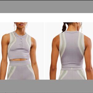 NWOT FP Movement Free Kick Crop Henley Muscle Tank